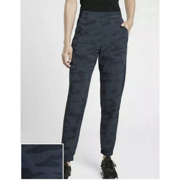 Athleta Brooklyn Camo Jogger Textured Navy Blue Comfort Sport Travel Size 12 - Picture 1 of 11